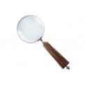 Magnifier, brass/wooden, 26.5x10x3cm, 4x magnification