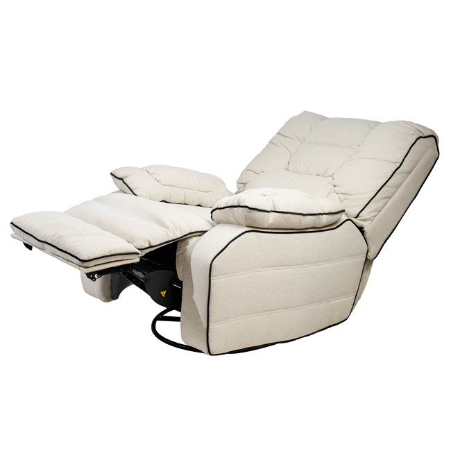 Electric recliner/rocking chair Hohenberg, beige, swivel 210, H84-106x96x105-170cm
