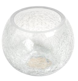 Candle holder Crackled S, glass, H10cm, D12cm