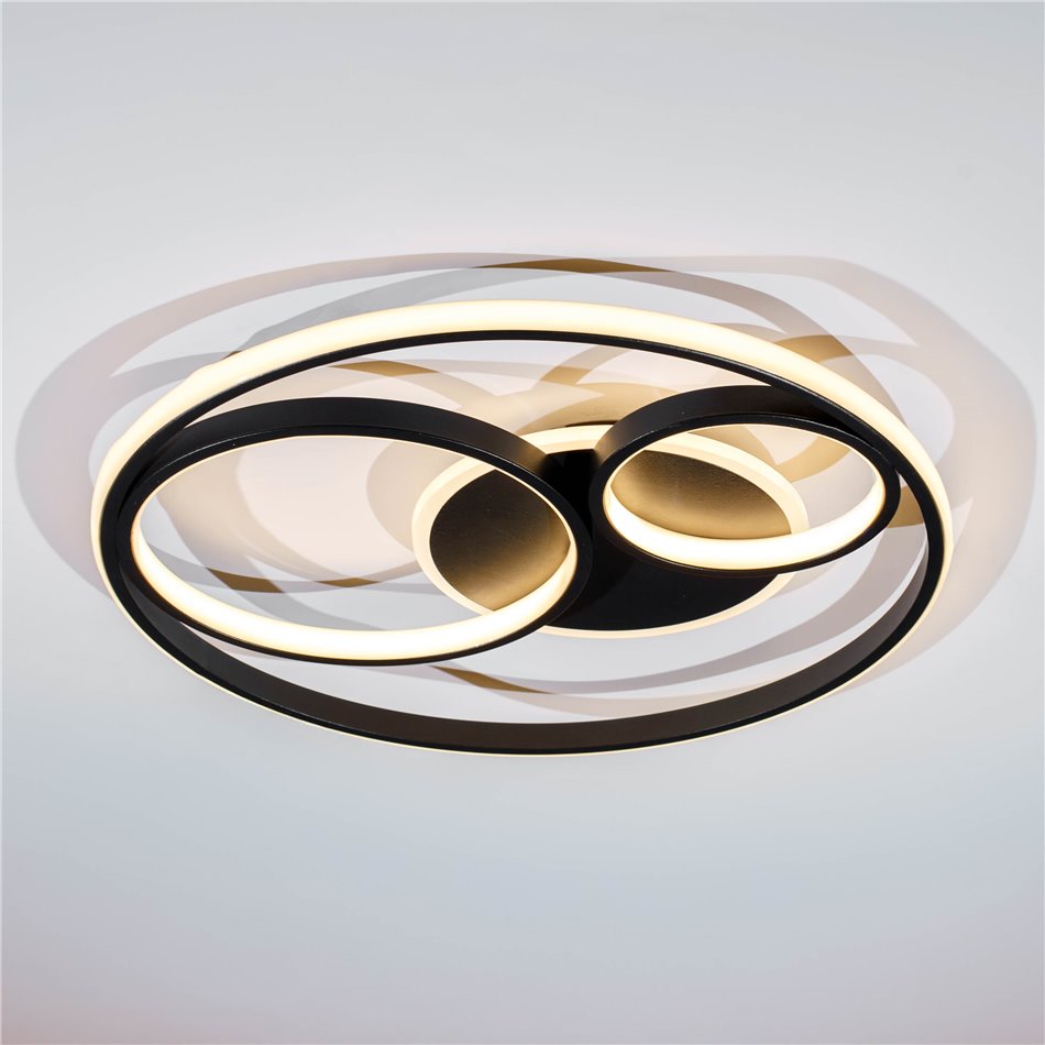 Потолочный светильник Moi 1, черный, H7cm, D50cm, LED 40W, 3000K, 2200lm