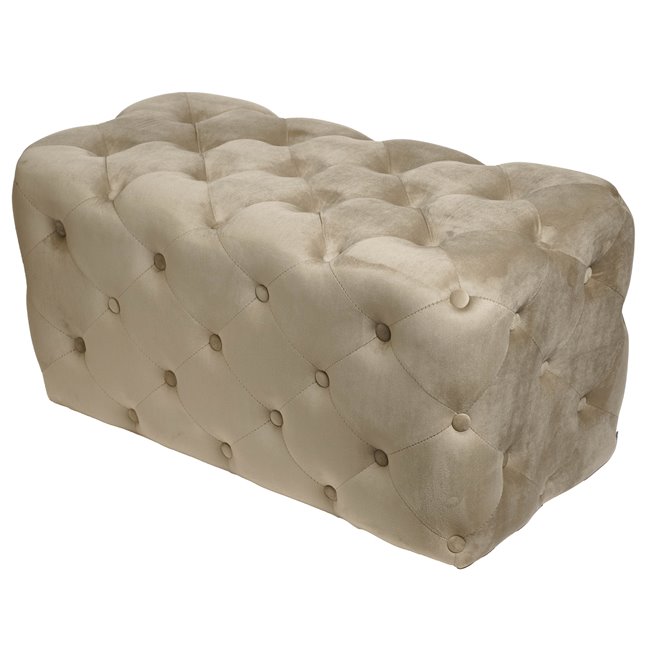 Rectangle stool Lailly, taupe, velvet, H42x84x42cm