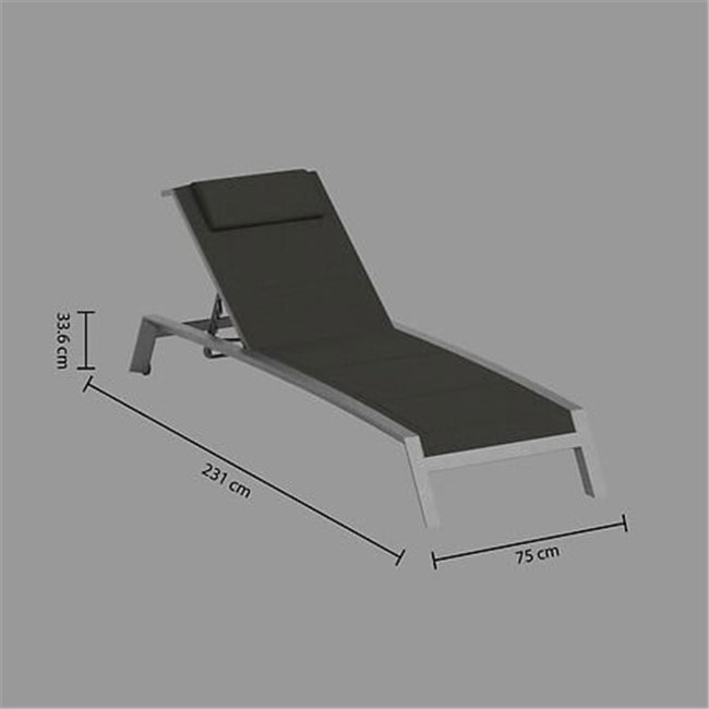 Lounger ALLURE, grey, aluminium/textilene, H75x232x96cm