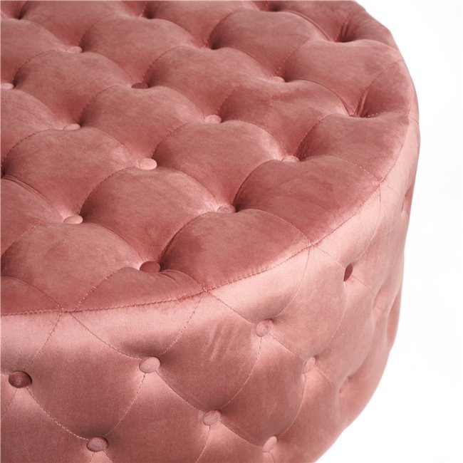 Round buttoned stool Lacelle, mauve color, velvet, D89cm H42cm