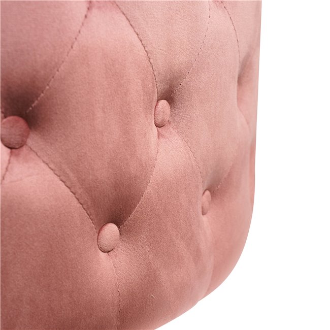 Round buttoned stool Lacelle, mauve color, velvet, D89cm H42cm