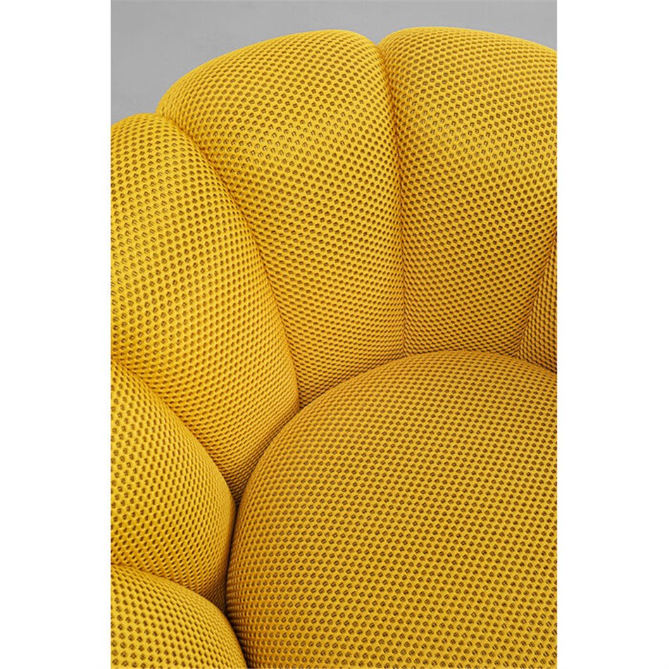 Swivel armchair Peppo Bloom, yellow color, H66xD94cm, seat height 40cm