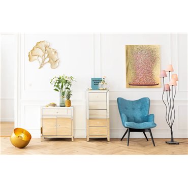 Cabinet Luxury Champagne, 5 drawers, spoguļvirsma, H110x49x41cm