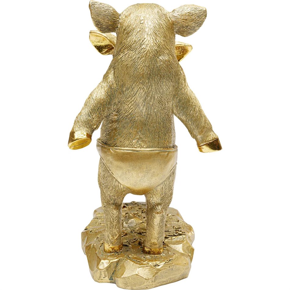 Deco figurine Pig Party, gold color, H20x21x11cm