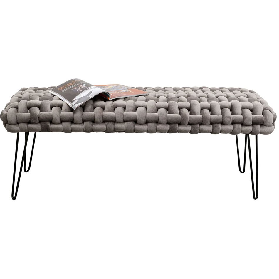 Bench Weave, grey, H45x128x50cm