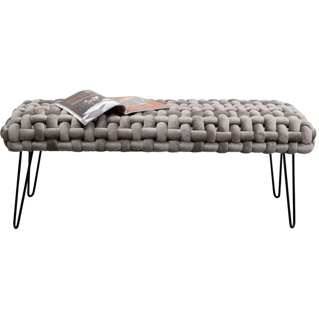 Bench Weave, grey, H45x128x50cm