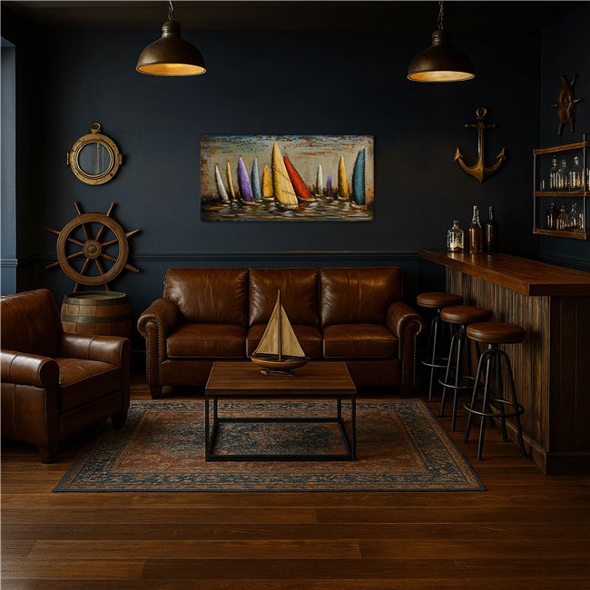 Wall decor Colorful sails, metal, 140x70cm