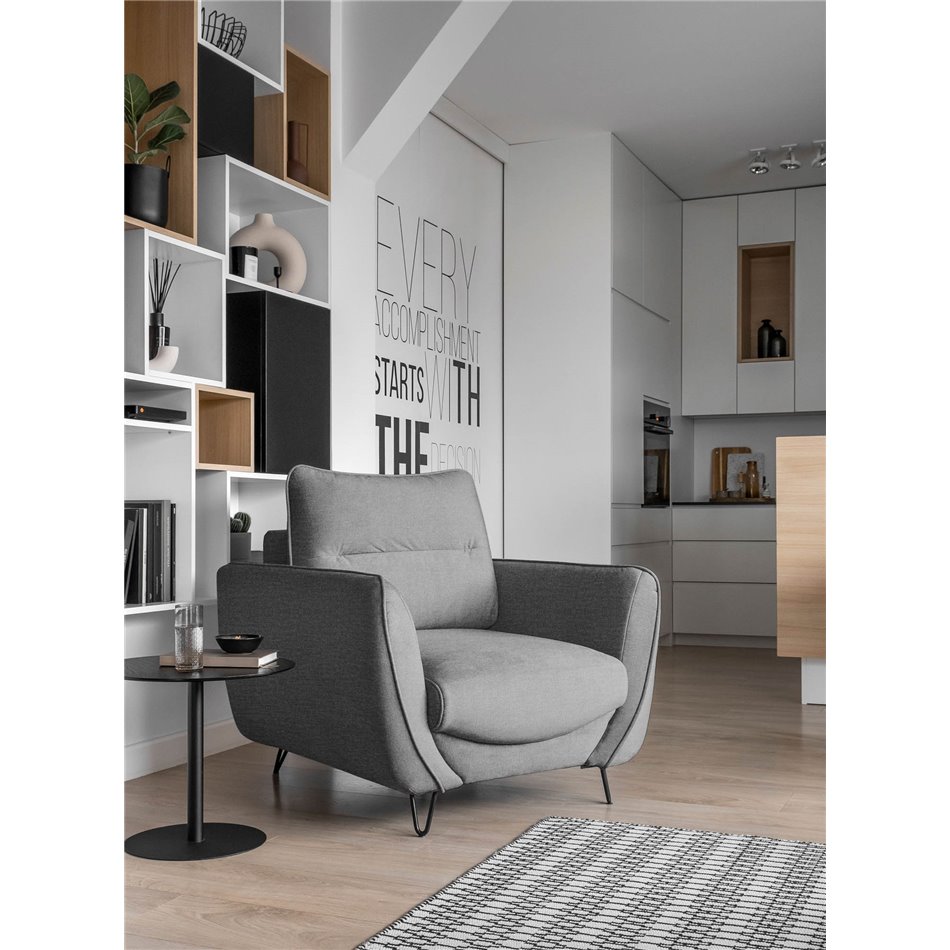 Armchair Elsilva Nube 3, velvet, grey, H82x95x93cm