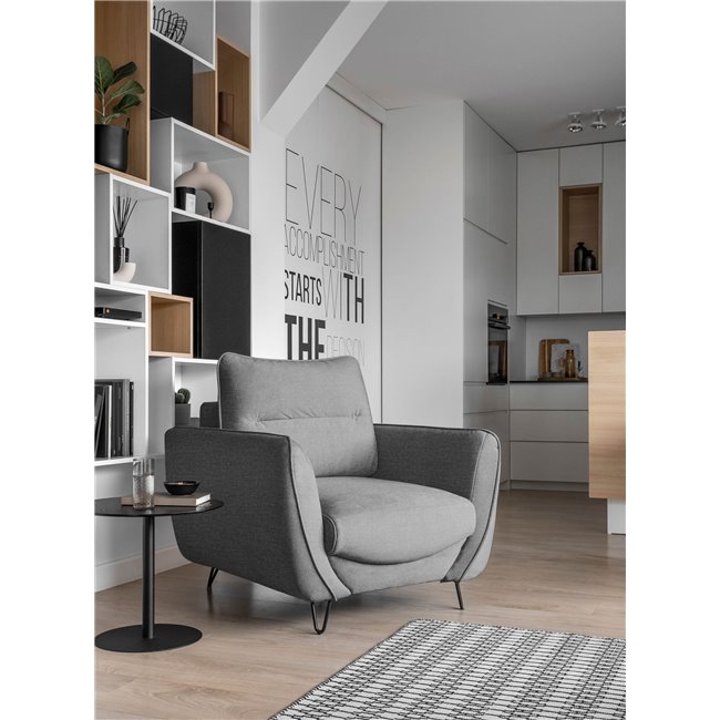 Armchair Elsilva Nube 3, velvet, grey, H82x95x93cm