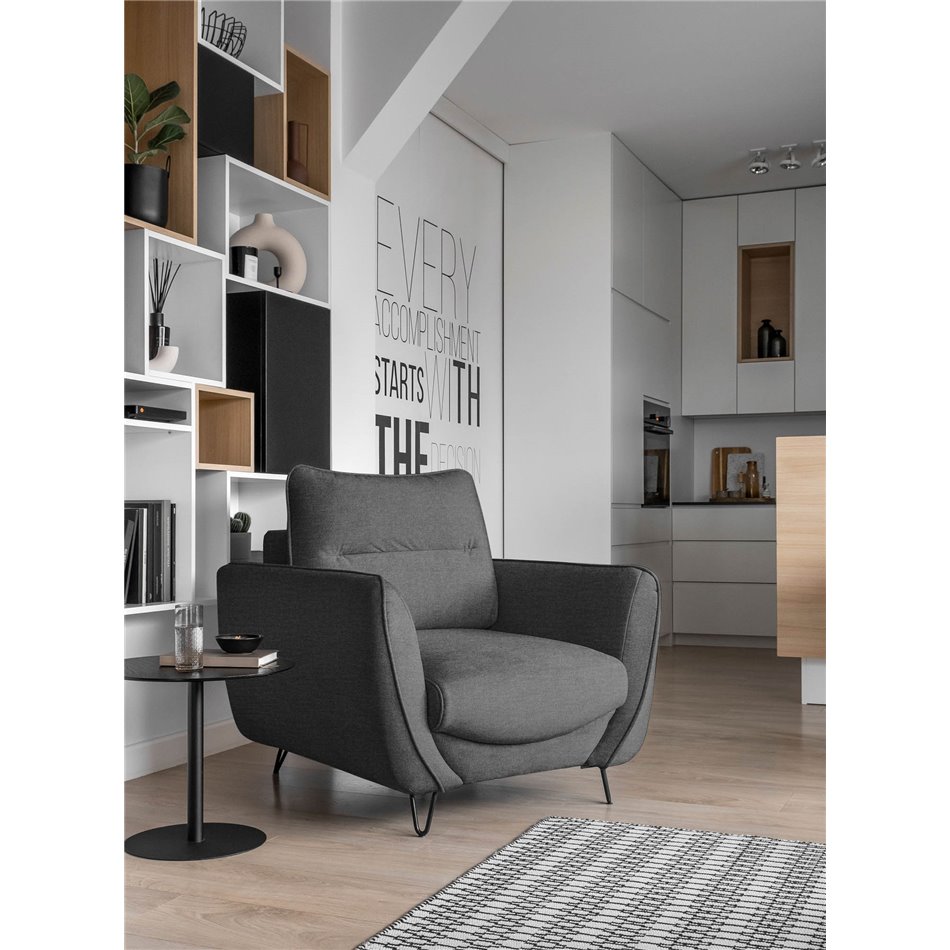 Armchair Elsilva Nube 6, velvet, dark grey, H82x95x93cm