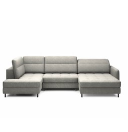 U shape sofa Elberto R, sleeping function, Raquel 04, grey, H100x165x306cm