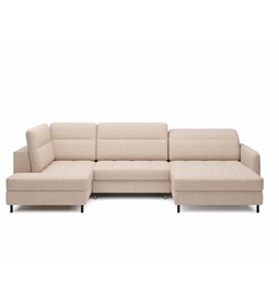 U shape sofa Elberto R, sleeping function, Toscany 18, velvet, beige, H100x165x306cm