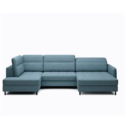 U shape sofa Elberto R, sleeping function, Toscany 40, velvet, blue, H100x165x306cm