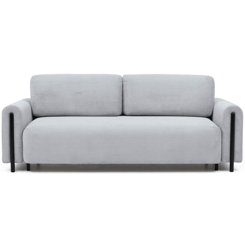 Sofa bed Elcadova Black, sleeping function, Jarell 04, wavy velvet, grey, H97x97x244cm