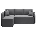 Corner sofa Elhandson L, sleeping function, Sola 6, dark grey, H89x150x206cm