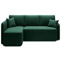 Corner sofa Elhandson L, sleeping function, Lukso 35, velvet, green, H89x150x206cm
