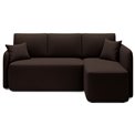 Corner sofa Elhandson R, sleeping function, Lukso 22, velvet, brown, H89x150x206cm