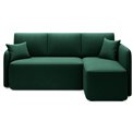 Corner sofa Elhandson R, sleeping function, Lukso 35, velvet, green, H89x150x206cm