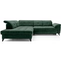 Corner sofa Elinferne L, sleeping function, Raquel 35, dark green, H107x210x297cm