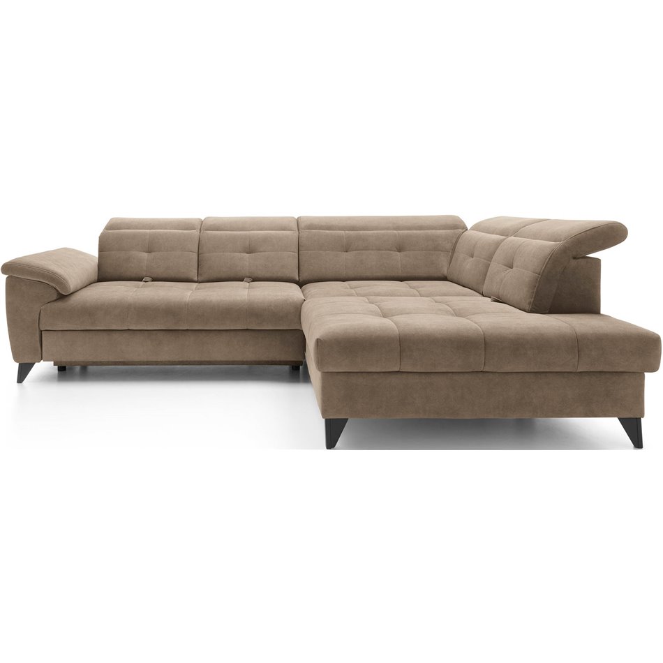 Угловой диван Elinferne R, раздвижной, Aura 20, бархат, темно-бежевый, H107x210x297см