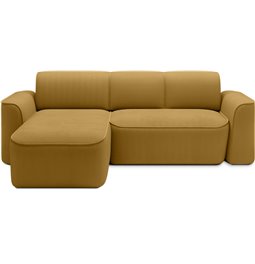 Corner sofa Elume L, sleeping function, Amore 45, Riviera 41, bouclé, yellow, H88x190x287cm