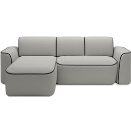 Corner sofa Elume L, sleeping function, Royal 04, Velvetmat 6, bouclé, grey, H88x190x287cm