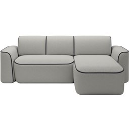 Угловой диван Elume R, с механизмом раскладыванием, Royal 04, Velvetmat 6, букле, серый, H88x190x287см