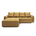 Corner sofa Elkampo L, sleeping function, Manhattan 45, velvet, yellow, H88x196x265cm