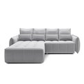 Corner sofa Elkampo L, sleeping function, Nube 3, velvet, grey, H88x196x265cm