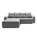 Corner sofa Elkampo L, sleeping function, Nube 4, velvet, grey, H88x196x265cm