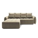 Corner sofa Elkampo L, sleeping function, Nube 20, velvet, brown, H88x196x265cm