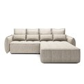 Corner sofa Elkampo R, sleeping function, Manhattan 18, velvet, beige, H88x196x265cm