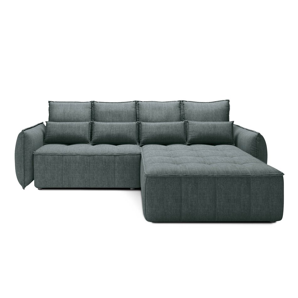 Corner sofa Elkampo R, sleeping function, Manhattan 38, velvet, green, H88x196x265cm