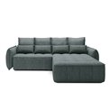 Corner sofa Elkampo R, sleeping function, Manhattan 38, velvet, green, H88x196x265cm