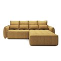 Corner sofa Elkampo R, sleeping function, Manhattan 45, velvet, yellow, H88x196x265cm