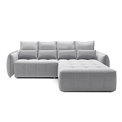 Corner sofa Elkampo R, sleeping function, Nube 3, velvet, grey, H88x196x265cm
