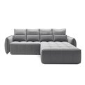 Corner sofa Elkampo R, sleeping function, Nube 4, velvet, grey, H88x196x265cm