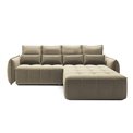 Corner sofa Elkampo R, sleeping function, Nube 20, velvet, brown, H88x195x265cm