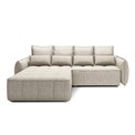 Corner sofa Elkampo L, sleeping function, Manhattan 18, velvet, beige, H88x196x265cm