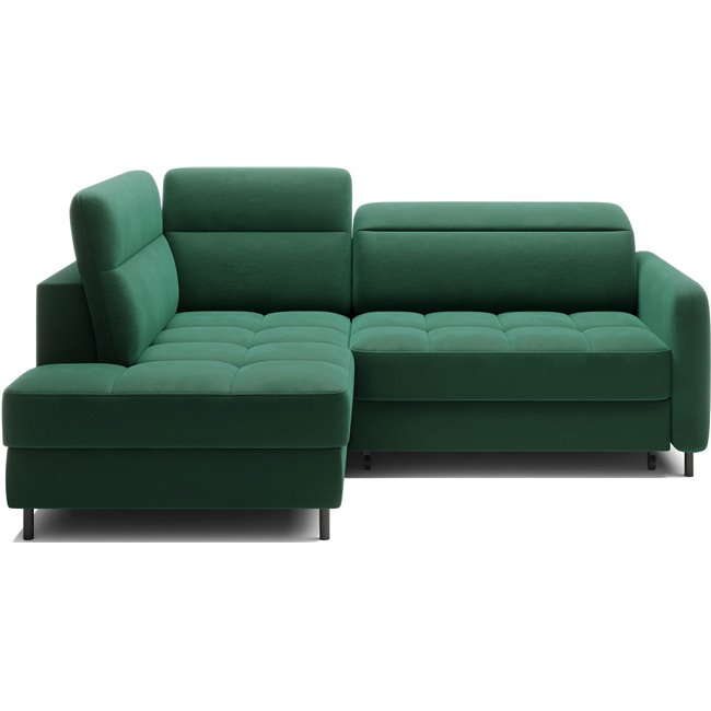 Corner sofa Elbare L, sleeping function, Lukso 35, velvet, dark green, H100x160x208cm