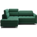 Corner sofa Elbare L, sleeping function, Lukso 35, velvet, dark green, H100x160x208cm
