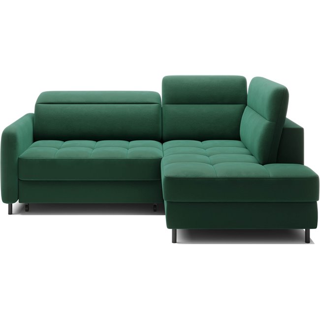 Corner sofa Elbare R, sleeping function, Lukso 35, velvet, dark green, H100x160x208cm
