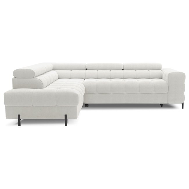 Corner sofa Elferucce L, sleeping function, Amore 01, bouclé, white, H93x200x276cm
