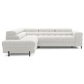 Corner sofa Elferucce L, sleeping function, Amore 01, bouclé, white, H93x200x276cm