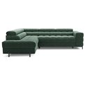 Corner sofa Elferucce L, sleeping function, Amore 35, bouclé, dark green, H93x200x276cm