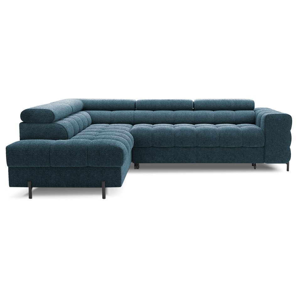 Corner sofa Elferucce L, sleeping function, Amore 40, bouclé, dark blue, H93x200x276cm