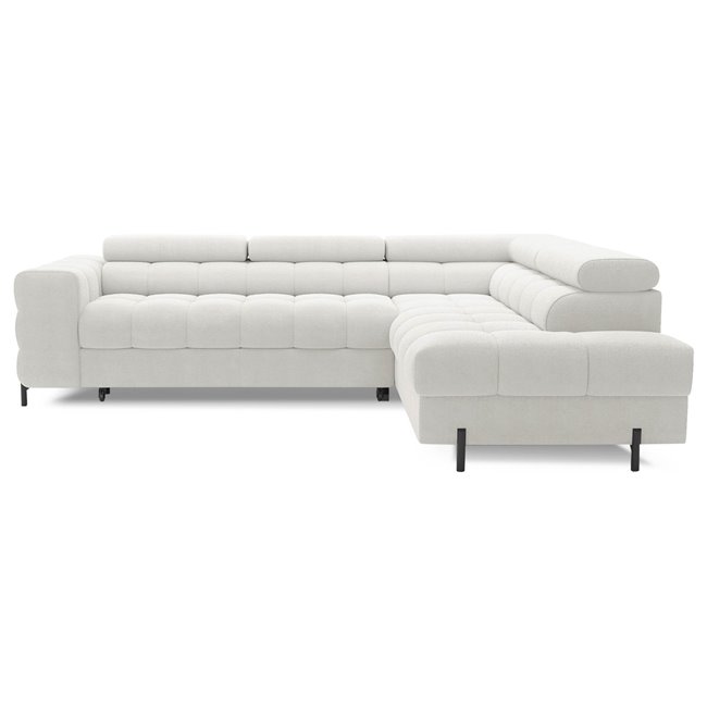 Corner sofa Elferucce R, sleeping function, Amore 01, bouclé, white, H93x200x276cm